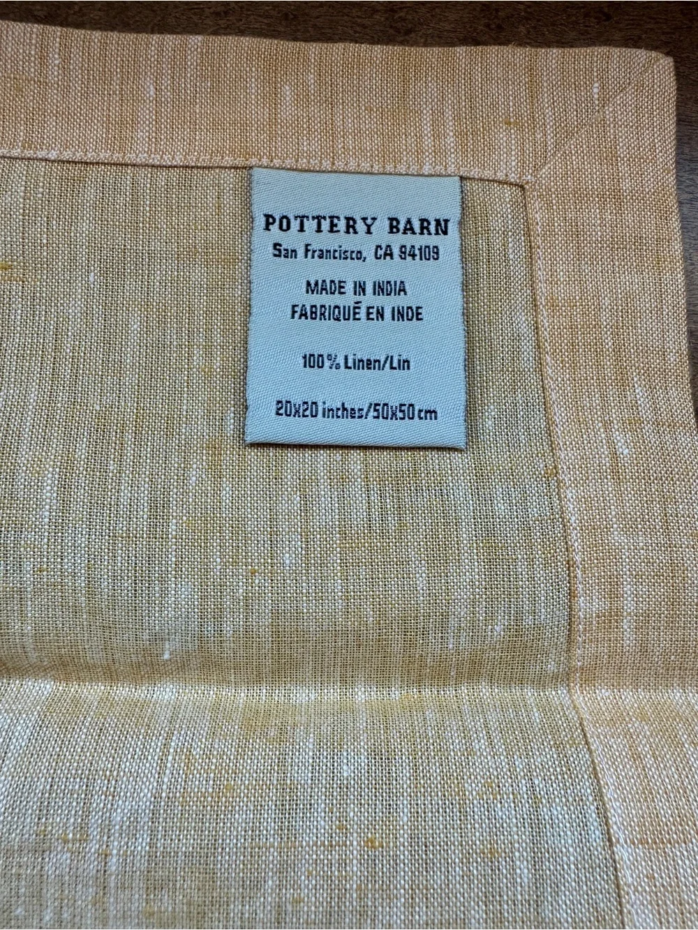 Pottery Barn Natural Linen Dining Napkins - Yellow Weave